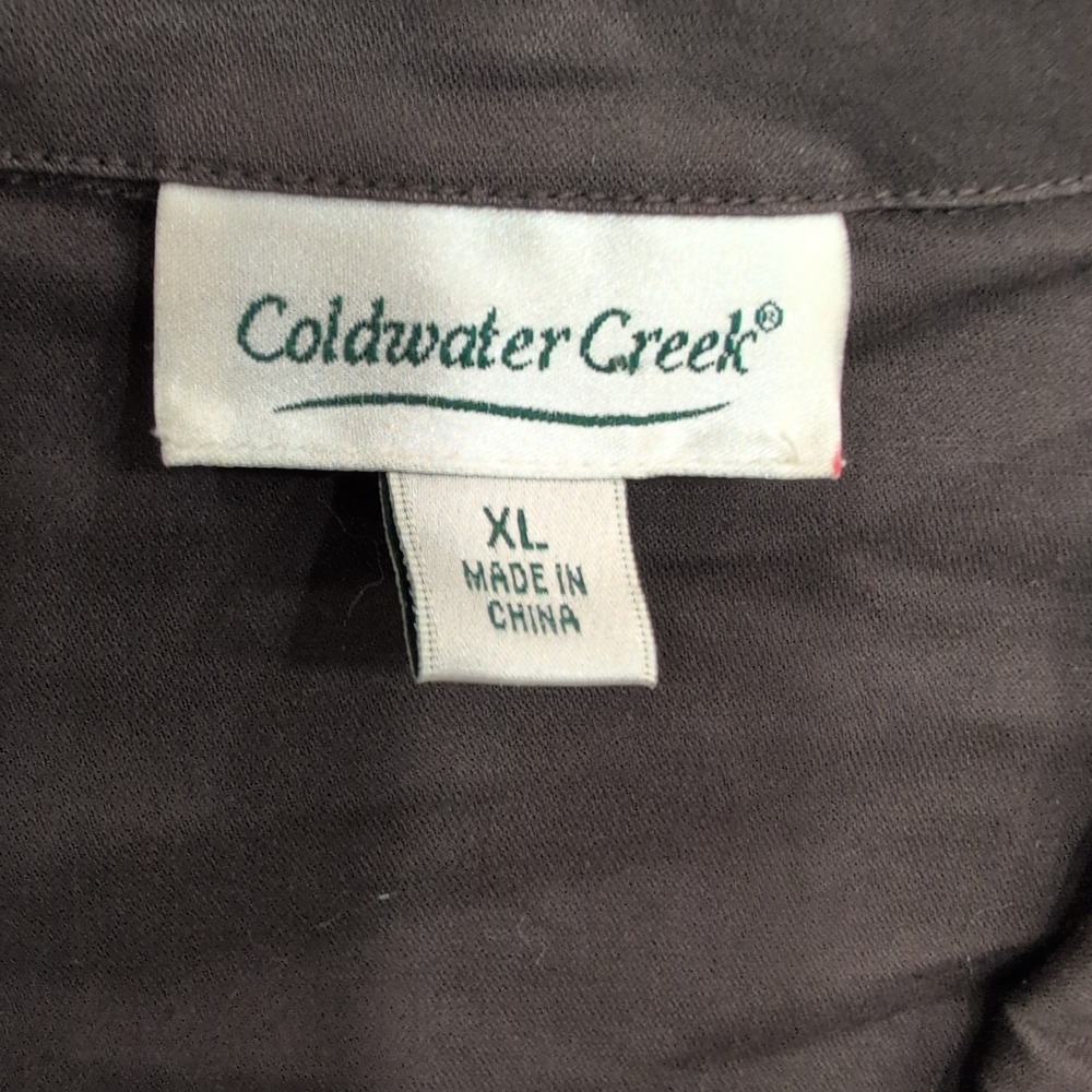 Coldwater Creek Womens XL Brown Button Front Jacket 3/4‎ Sleeve Cotton Blend - Picture 2 of 4